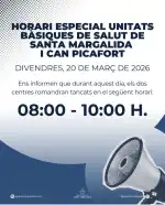Sonderöffnungszeiten Gesundheitszentren Santa Margalida und Can Picafort