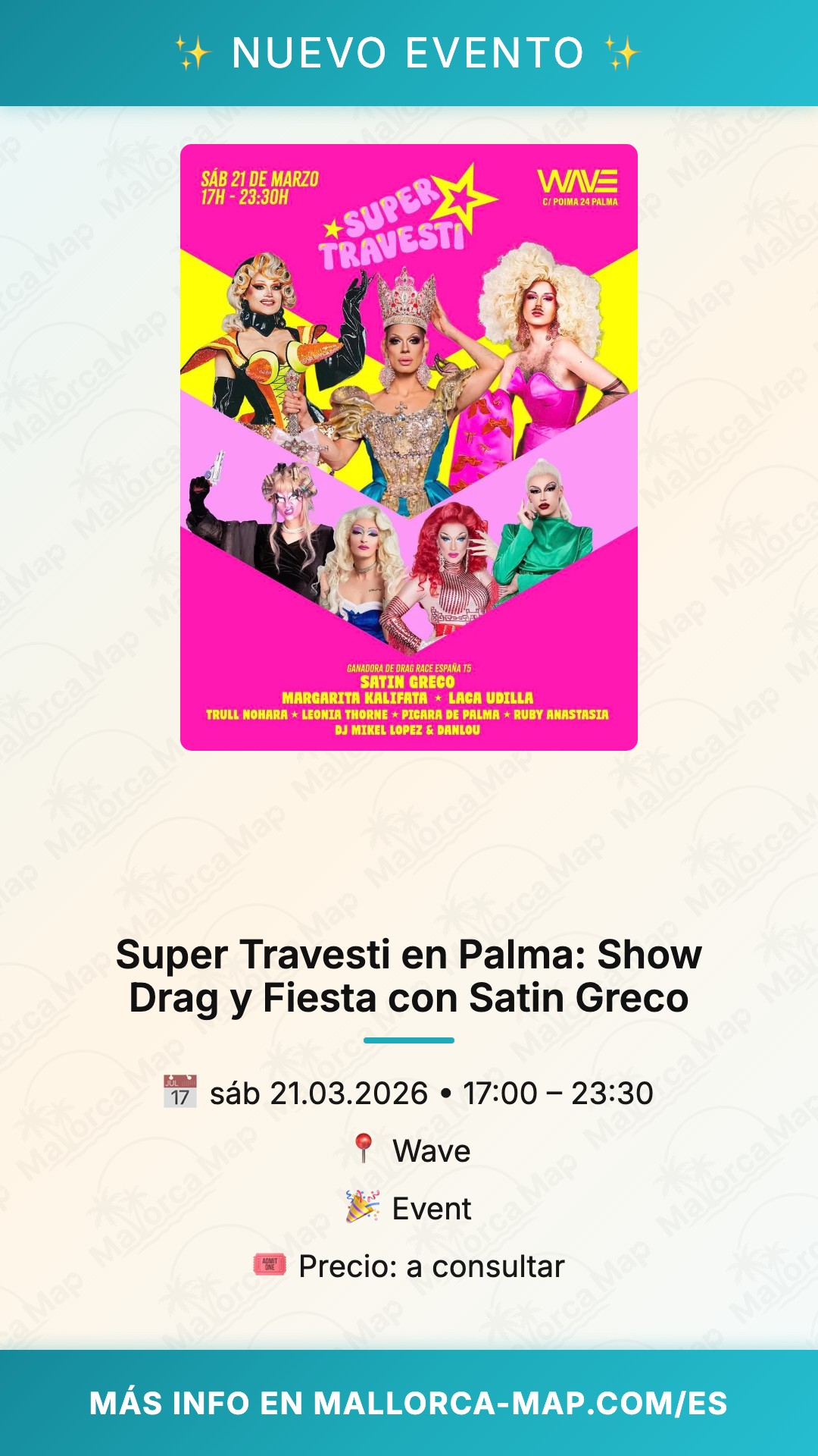 Super Travesti en Palma: Show Drag y Fiesta con Satin Greco - Imagen 1