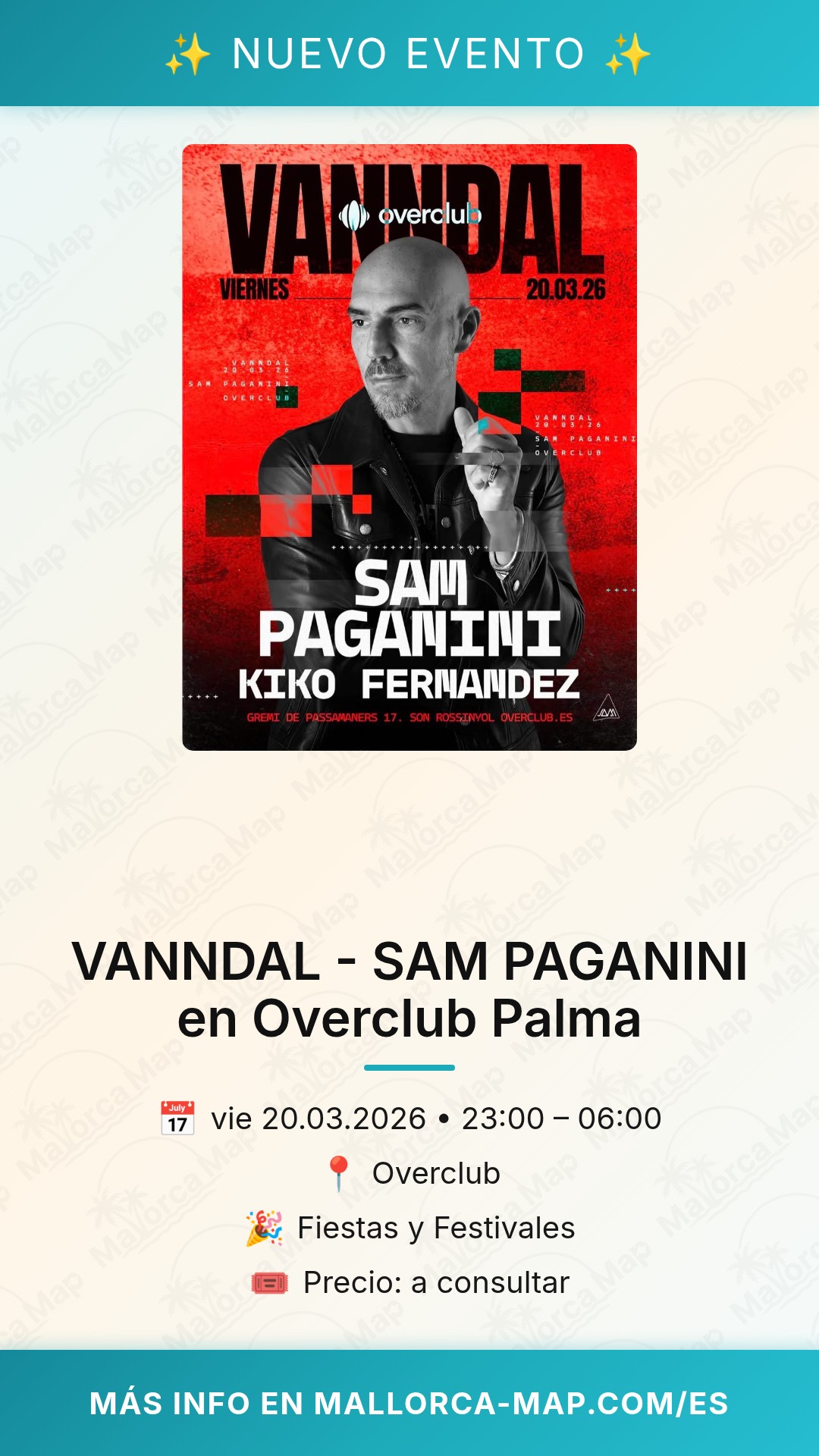 VANNDAL - SAM PAGANINI en Overclub Palma - Imagen 1