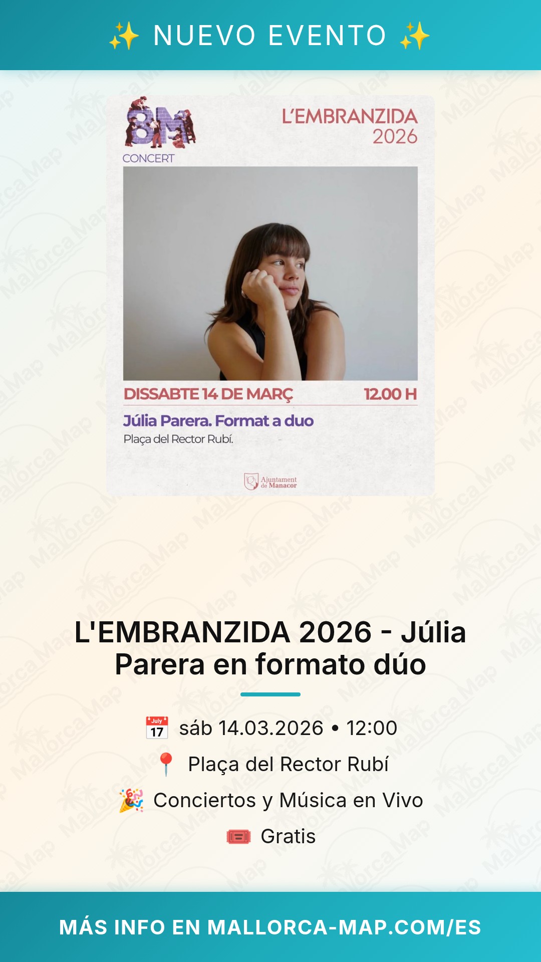 L'EMBRANZIDA 2026 - Júlia Parera en formato dúo - Imagen 1