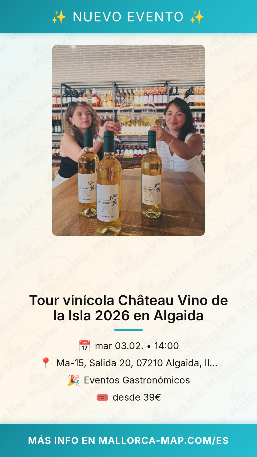 Tour vinícola Château Vino de la Isla 2026 en Algaida