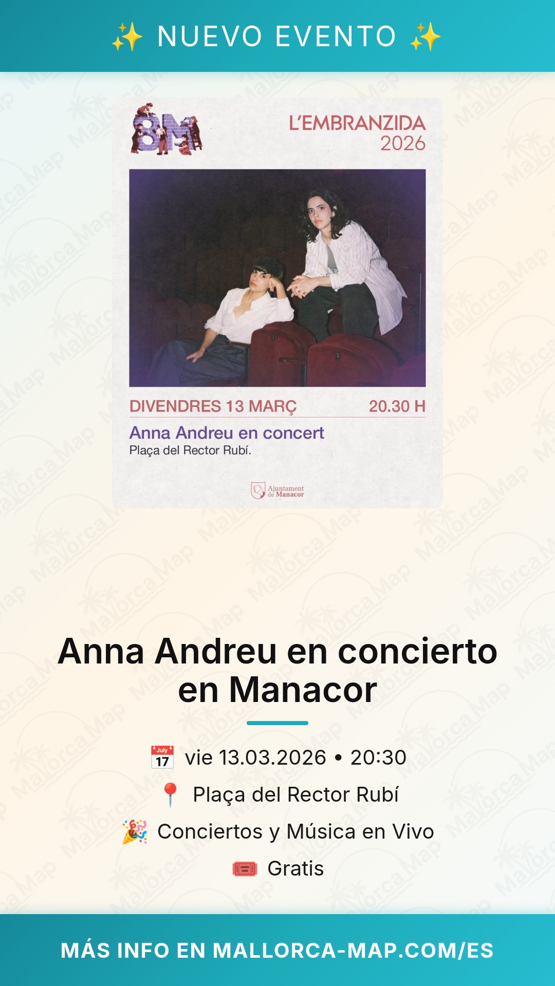 Anna Andreu en concierto en Manacor - Imagen 1