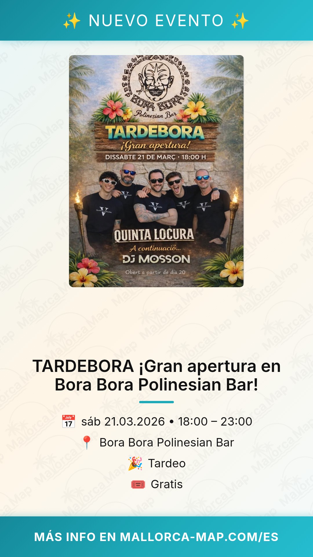 TARDEBORA ¡Gran apertura en Bora Bora Polinesian Bar! - Imagen 1