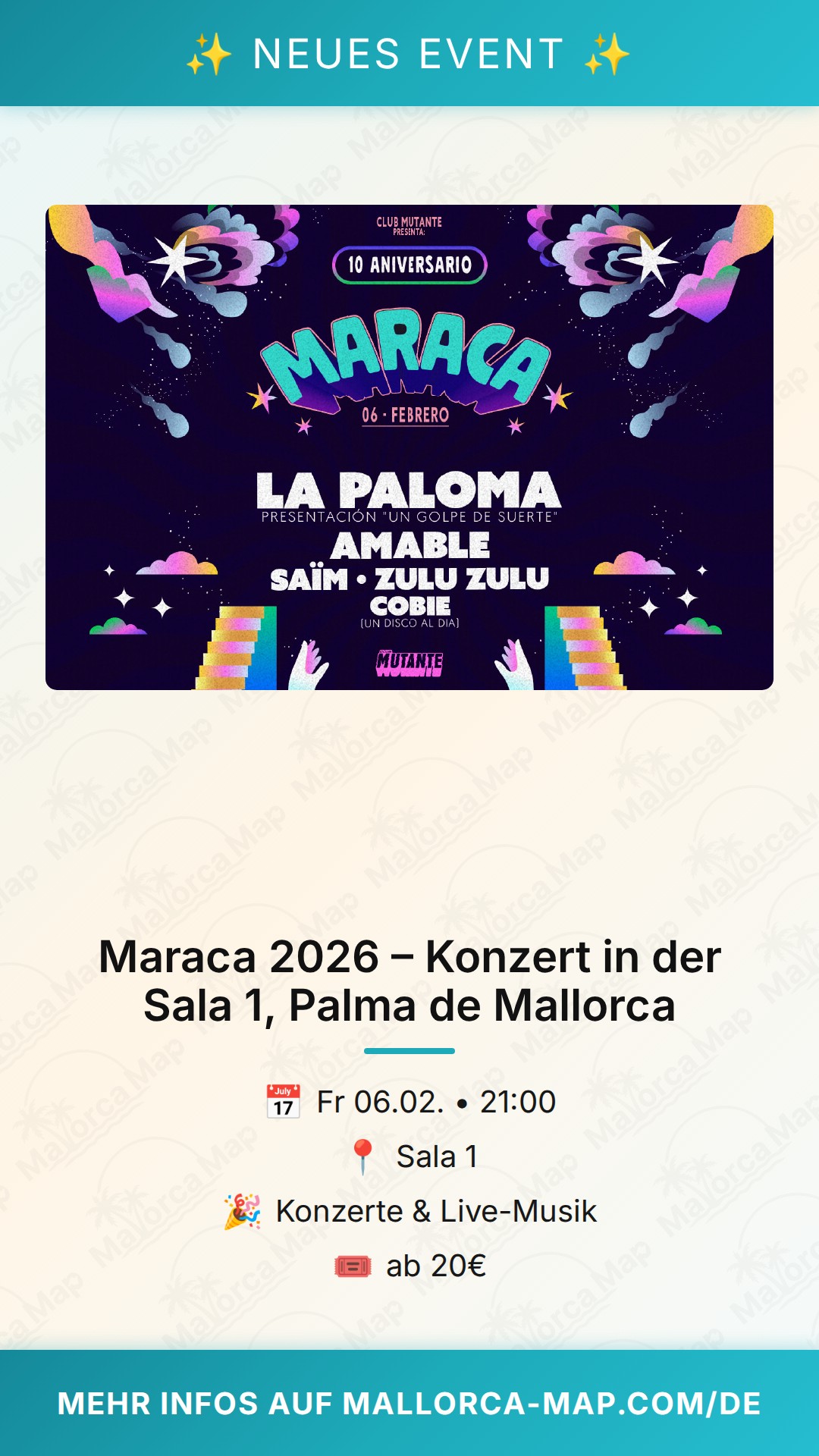 Maraca 2026 – Konzert in der Sala 1, Palma de Mallorca